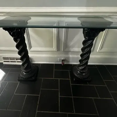 Glass Topped Pedestal Occasional Table