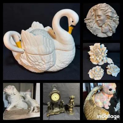 Collection of Ceramic, Plaster & Wood Animal Decor