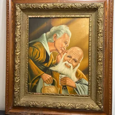Signed Painting on Canvas Framed Asian Style