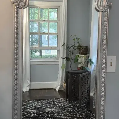 Silver-Tone Scroll Frame Mirror