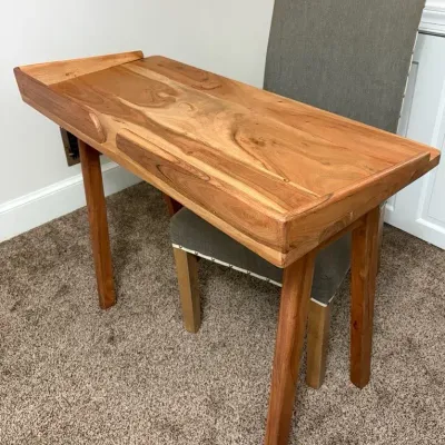 Simple Wooden Writing Desk & Upholstered Chair