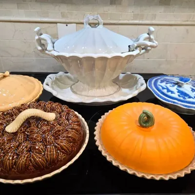 Holiday Serveware: Pumpkin, Apple, Pecan Pie Dishes, Tureen