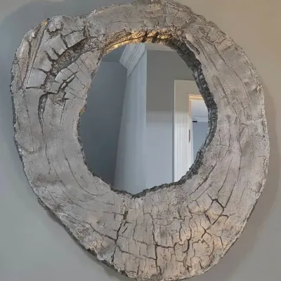 Silver Tree Grain Framed Mirror