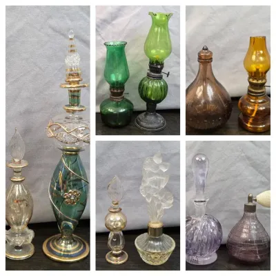 Vintage Vanity Decor: Perfume Bottles & Oil Lamps 