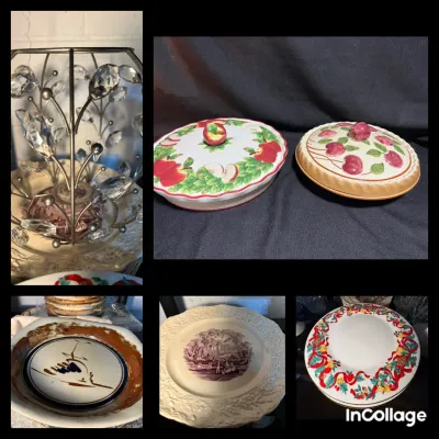 3 Shelves of Dishes, Decor & Collectibles 