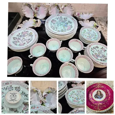 Vintage Calyx Ware Adams China Set & Floral China Dishes
