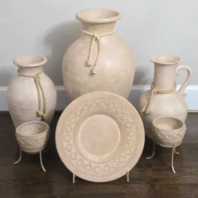 Lot of Large Terracotta - Style Ceramic Decor
