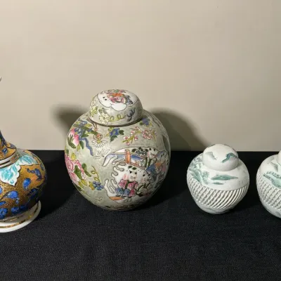 Porcelain Ginger Jars and Handmade Vase 