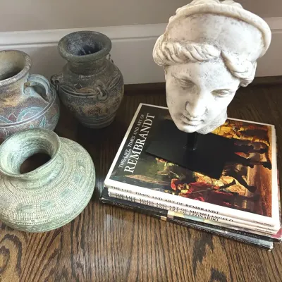 Aphrodite Bust, Pottery Vessels, Coffee Table Books