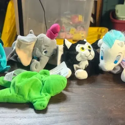 Vintage Disney Store Mini Bean Bag Plush Lot of 10 - Dumbo, Figaro, Pegasus, Marie & More, Most w/ T