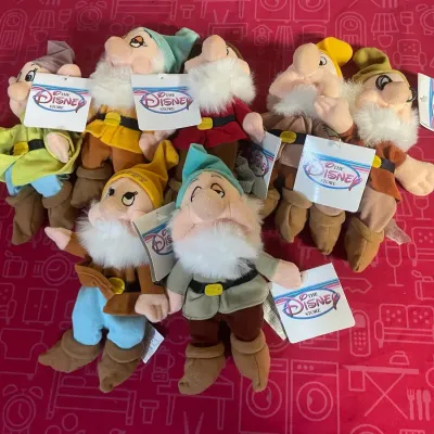 Vintage Disney Store Snow White Seven Dwarfs Mini Bean Bag Plush Bundle 