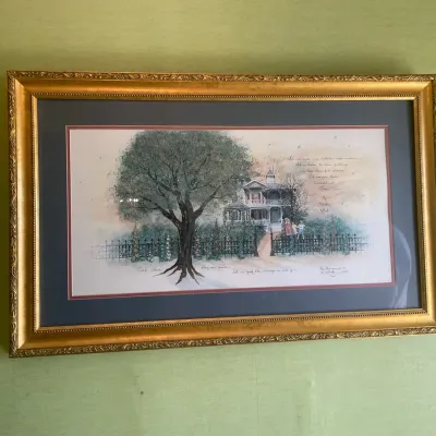 D. Morgan "Let Us Guide Our Children" Large Framed Lithograph with Attached Artist Bio (1990)