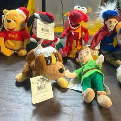 10 Vintage Disney Store Mini Bean Bag Plush Toys NWT - Peter Pan, Robin Hood, Winnie the Pooh, Herbi