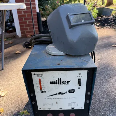 Miller Thunderbolt 225V AC Stick Welder with Welding Helmet & Leads