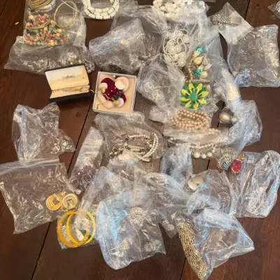 Vintage & Modern Costume Jewelry Estate Lot – Faux Pearls, Colorful Enamel Brooch, Beaded Necklaces,