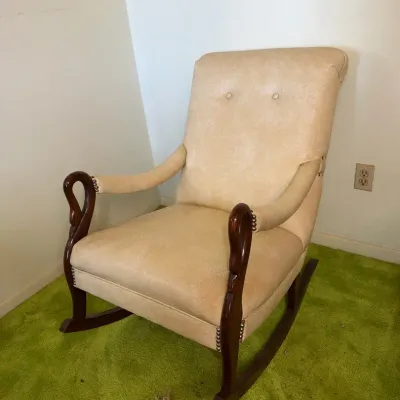 Upholstered Nailhead Gooseneck Rocking Chair 