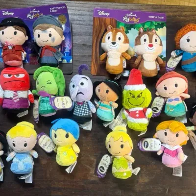 Hallmark Itty Bittys Plush Collection  - 20 Items - Disney Princesses, Pixar Inside Out, The Grin