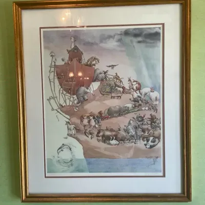 Mary Whyte Hand-Signed & Numbered Ltd Ed Framed Art Print "Noah's Ark" (1981)