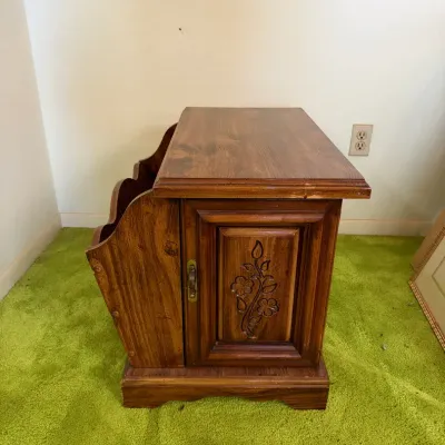 Vintage Dark Wood Magazine Rack/ Side Table