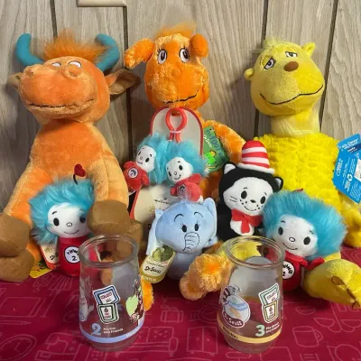 Dr. Seuss Collection: Kohl's Cares Plush Toys & Vintage Welch's Jelly Glasses 