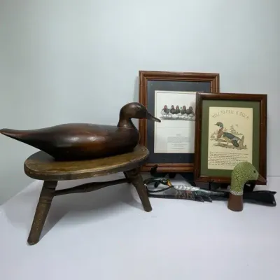 Duck Decor w/ Framed Prints, Wooden Footstool & Back Scratcher