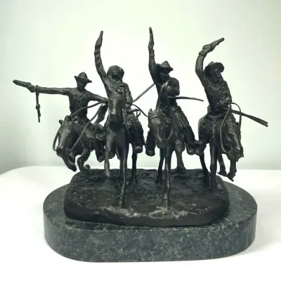 Bronze Remington Reproduction “Coming Through the Rye” Sculpture