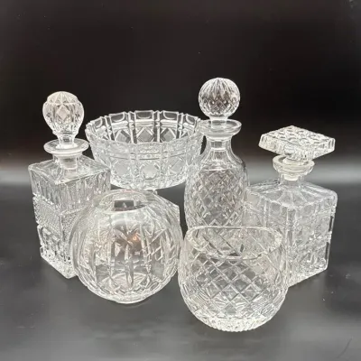 Glass Decanters, Bowls & Bud Vase