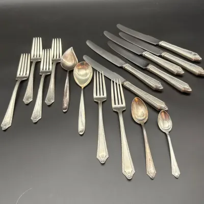 Sterling Silver Flatware w/ Geometric Borders