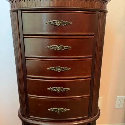 Powell Five-Drawer Jewelry Armoire with Mirror & Necklace Storage  