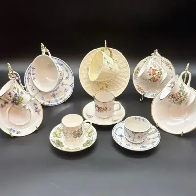 Vintage Miniature Demitasse Cup & Saucer Collection – Royal Worcester, Goebel, Boehm & More – 16 Pc