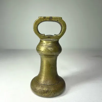 Heavy Vintage Brass Doorstop with Loop Handle – 6” Tall