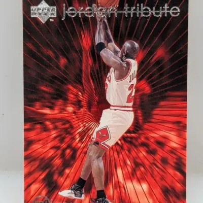 Sale Photo Thumbnail #519: 1997-98 Upper Deck MJ Impressions 'Jordan Tribute' trading card featuring Michael Jordan of the Chicago Bulls.