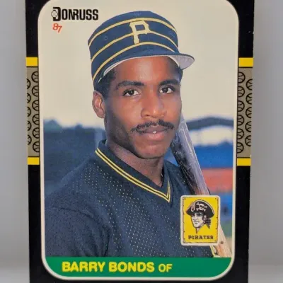 Sale Photo Thumbnail #887: 1987 Donruss Barry Bonds rookie baseball card, #361, featuring him in his Pittsburgh Pirates uniform.
