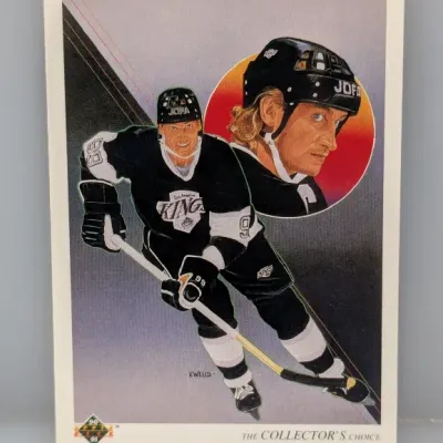 Sale Photo Thumbnail #491: 1990-91 Upper Deck Wayne Gretzky 'The Collector's Choice' hockey card featuring artwork by Vern Wells.