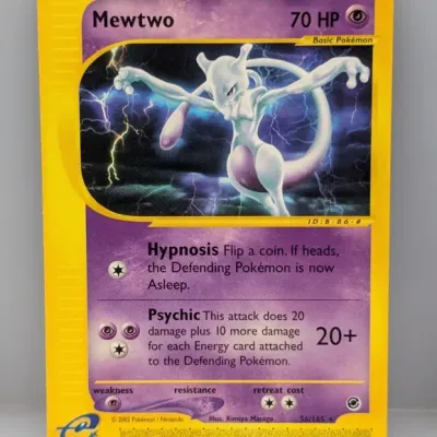 Sale Photo Thumbnail #296: 2002 Pokémon Expedition e-Reader Mewtwo trading card #56/165 in good condition.