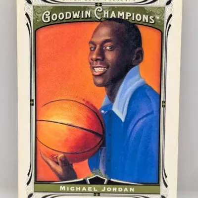Sale Photo Thumbnail #854: Michael Jordan Upper Deck Goodwin Champions trading card featuring a painted portrait design.