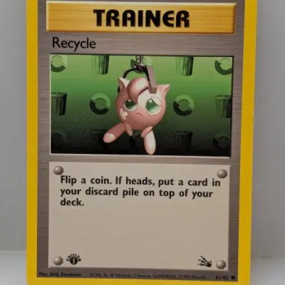Sale Photo Thumbnail #805: 1999 Pokémon Fossil set 1st Edition "Recycle" Trainer card (#61/62).