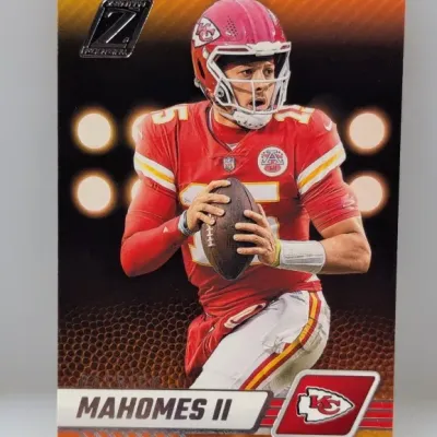 Sale Photo Thumbnail #920: Zenith Football trading card featuring Kansas City Chiefs quarterback Patrick Mahomes II in good condition.