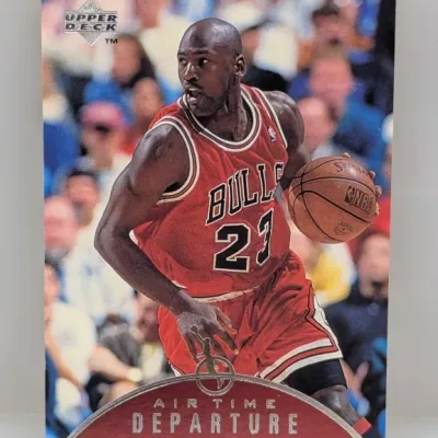 Sale Photo Thumbnail #851: 1997-98 Upper Deck Air Time 'Departure Runway-3' Michael Jordan basketball card #AT20 in very good condition.