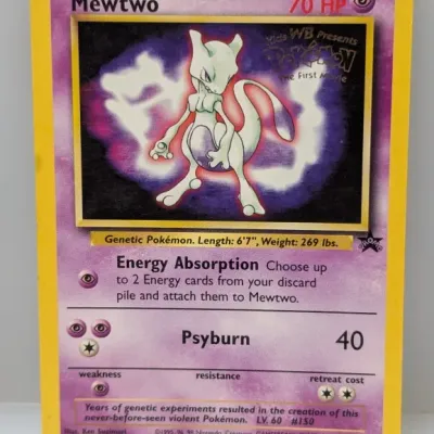 Sale Photo Thumbnail #410: Pokemon Mewtwo promo trading card #3, issued in 1999 for Kids WB and Pokemon: The First Movie.