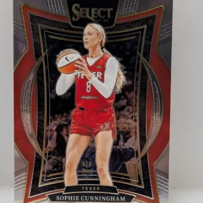 Sale Photo Thumbnail #493: Panini Select Sophie Cunningham WNBA basketball card featuring her in an Indiana Fever uniform, presented in excellent condition.