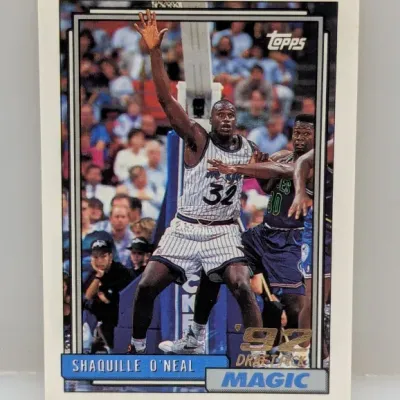 Sale Photo Thumbnail #559: 1992-93 Topps Shaquille O'Neal rookie basketball card #362 in good condition.