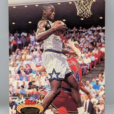 Sale Photo Thumbnail #452: 1992-93 Topps Stadium Club Shaquille O'Neal rookie basketball card, #247 '92 Draft Pick.