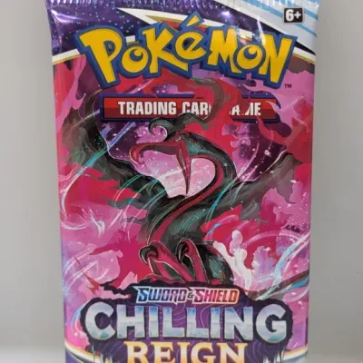 Sale Photo Thumbnail #514: Sealed Pokémon Sword & Shield Chilling Reign booster pack featuring Galarian Moltres artwork.