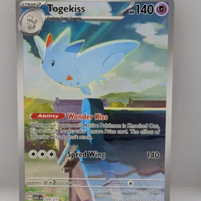 Sale Photo Thumbnail #779: Pokémon Togekiss Stage 2 full-art trading card, card number 235/217, in good condition.