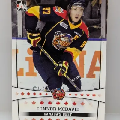Sale Photo Thumbnail #302: In the Game Connor McDavid "Canada's Best" hockey trading card, featuring him in his Erie Otters uniform.