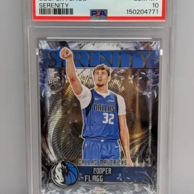 Sale Photo Thumbnail #17: PSA-graded Gem Mint 10 Cooper Flagg 2025 Topps Chrome Serenity insert trading card (#SY-11).