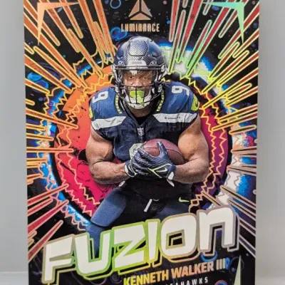 Sale Photo Thumbnail #147: 2022 Panini Luminance Fuzion insert trading card featuring Seattle Seahawks running back Kenneth Walker III.