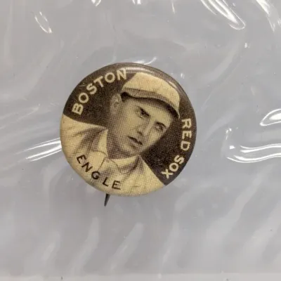Sale Photo Thumbnail #21: Vintage 1910-1912 P2 Sweet Caporal cigarette pinback button featuring Clyde Engle of the Boston Red Sox.