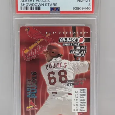 Sale Photo Thumbnail #143: 2001 MLB Showdown Albert Pujols Showdown Stars card #1, graded PSA 8 NM-MT.